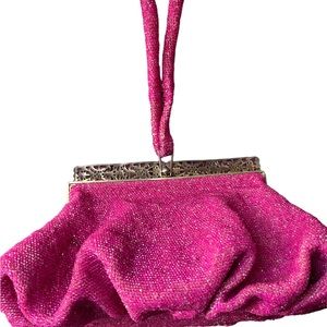 Hot pink vintage beaded bag and accessories